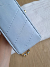 Load image into Gallery viewer, Chanel Baby Blue Mini Vintage Chevron 24k Gold