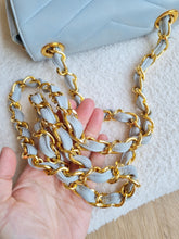 Load image into Gallery viewer, Chanel Baby Blue Mini Vintage Chevron 24k Gold