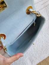 Load image into Gallery viewer, Chanel Baby Blue Mini Vintage Chevron 24k Gold