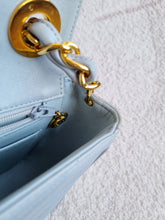 Load image into Gallery viewer, Chanel Baby Blue Mini Vintage Chevron 24k Gold