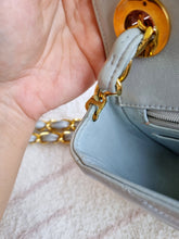 Load image into Gallery viewer, Chanel Baby Blue Mini Vintage Chevron 24k Gold