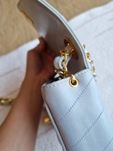 Load image into Gallery viewer, Chanel Baby Blue Mini Vintage Chevron 24k Gold