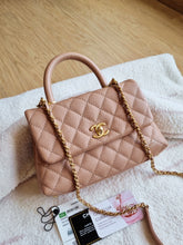 Load image into Gallery viewer, Chanel Mocha Dark Beige Caviar Coco Handle Small Gold Hardware
