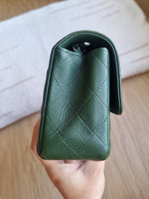 Load image into Gallery viewer, Chanel Mini Rec Forest Green Caviar Edge Stitching Silver Hw