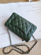 Load image into Gallery viewer, Chanel Mini Rec Forest Green Caviar Edge Stitching Silver Hw