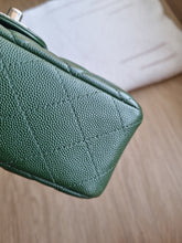 Load image into Gallery viewer, Chanel Mini Rec Forest Green Caviar Edge Stitching Silver Hw
