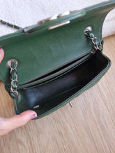 Load image into Gallery viewer, Chanel Mini Rec Forest Green Caviar Edge Stitching Silver Hw