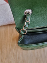 Load image into Gallery viewer, Chanel Mini Rec Forest Green Caviar Edge Stitching Silver Hw