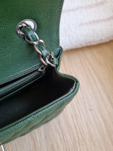 Load image into Gallery viewer, Chanel Mini Rec Forest Green Caviar Edge Stitching Silver Hw