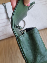 Load image into Gallery viewer, Chanel Mini Rec Forest Green Caviar Edge Stitching Silver Hw