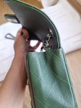 Load image into Gallery viewer, Chanel Mini Rec Forest Green Caviar Edge Stitching Silver Hw
