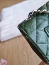 Load image into Gallery viewer, Chanel Mini Rec Forest Green Caviar Edge Stitching Silver Hw