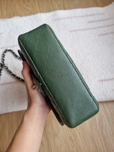 Load image into Gallery viewer, Chanel Mini Rec Forest Green Caviar Edge Stitching Silver Hw