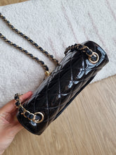 Load image into Gallery viewer, Chanel Mini Rectangular Black Patent Edge Stitching Gold Hardware