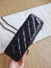 Load image into Gallery viewer, Chanel Mini Rectangular Black Patent Edge Stitching Gold Hardware