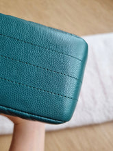 Load image into Gallery viewer, Chanel Mini Square Green Turquoise Chevron Caviar Light Gold Hw