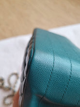 Load image into Gallery viewer, Chanel Mini Square Green Turquoise Chevron Caviar Light Gold Hw