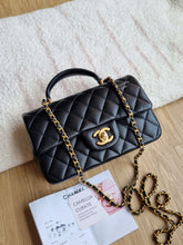 Load image into Gallery viewer, Chanel Mini Top Handle Black with Gold Hardware