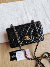 Load image into Gallery viewer, Chanel Mini Rectangular Black Patent Edge Stitching Gold Hardware