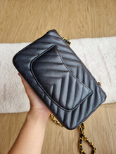 Load image into Gallery viewer, Chanel Mini Rectangle Black Caviar Chevron Gold Hardware