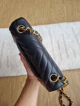 Load image into Gallery viewer, Chanel Mini Rectangle Black Caviar Chevron Gold Hardware