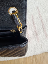 Load image into Gallery viewer, Chanel Mini Rectangle Black Caviar Chevron Gold Hardware