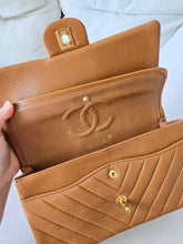 Load image into Gallery viewer, Chanel Caramel Cognac Chevron Classic Medium Flap 24k Gold