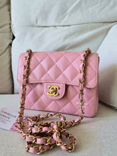 Load image into Gallery viewer, Chanel Mini Square Sakura Pink Caviar Vintage 24k Gold