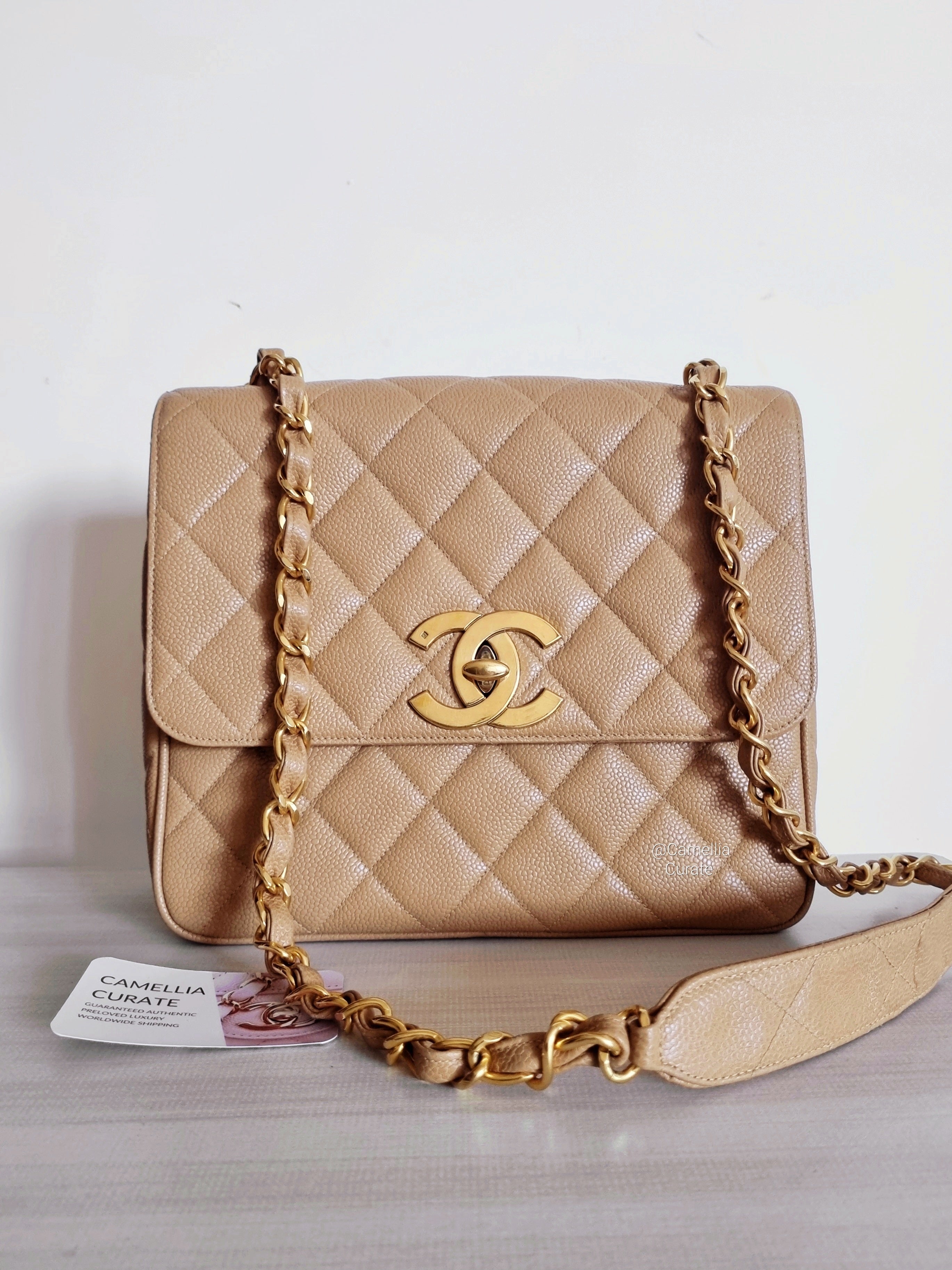 Chanel Dark Beige Caramel Caviar XL CC 24K Gold – CamelliaCurate