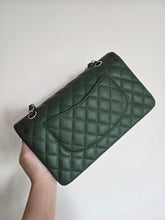 Load image into Gallery viewer, Chanel Forest Green Caviar Classic Medium Flap Silver Hw