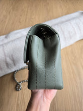 Load image into Gallery viewer, Chanel Sage Green Classic Mini Rectangle Caviar Chevron Silver Hw