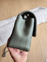 Load image into Gallery viewer, Chanel Sage Green Classic Mini Rectangle Caviar Chevron Silver Hw
