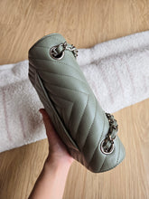 Load image into Gallery viewer, Chanel Sage Green Classic Mini Rectangle Caviar Chevron Silver Hw