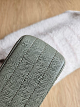 Load image into Gallery viewer, Chanel Sage Green Classic Mini Rectangle Caviar Chevron Silver Hw