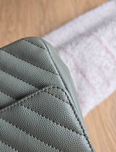 Load image into Gallery viewer, Chanel Sage Green Classic Mini Rectangle Caviar Chevron Silver Hw