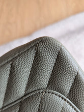 Load image into Gallery viewer, Chanel Sage Green Classic Mini Rectangle Caviar Chevron Silver Hw