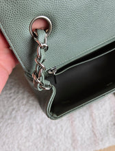 Load image into Gallery viewer, Chanel Sage Green Classic Mini Rectangle Caviar Chevron Silver Hw