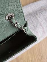 Load image into Gallery viewer, Chanel Sage Green Classic Mini Rectangle Caviar Chevron Silver Hw