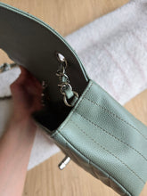 Load image into Gallery viewer, Chanel Sage Green Classic Mini Rectangle Caviar Chevron Silver Hw