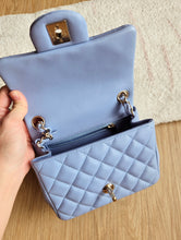 Load image into Gallery viewer, Chanel 21p Baby Blue Classic Mini Square Champagne Gold Hw