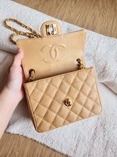 Load image into Gallery viewer, Chanel Dark Beige Caviar Mini Square Vtg 24k Gold