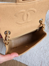 Load image into Gallery viewer, Chanel Dark Beige Caviar Mini Square Vtg 24k Gold