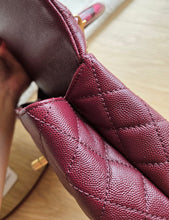 Load image into Gallery viewer, Burgundy Coco Handle Small Caviar Gold Hardware