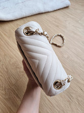 Load image into Gallery viewer, Chanel 18b Ivory Caviar Chevron Classic Mini Square Gold Hw