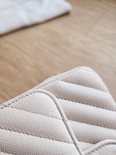 Load image into Gallery viewer, Chanel 18b Ivory Caviar Chevron Classic Mini Square Gold Hw