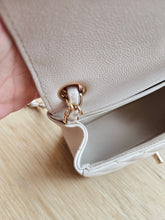 Load image into Gallery viewer, Chanel 18b Ivory Caviar Chevron Classic Mini Square Gold Hw