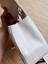 Load image into Gallery viewer, Chanel 18b Ivory Caviar Chevron Classic Mini Square Gold Hw