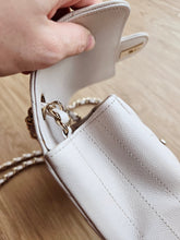Load image into Gallery viewer, Chanel 18b Ivory Caviar Chevron Classic Mini Square Gold Hw