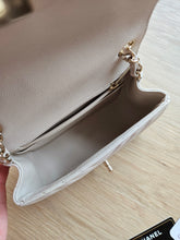 Load image into Gallery viewer, Chanel 18b Ivory Caviar Chevron Classic Mini Square Gold Hw