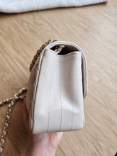 Load image into Gallery viewer, Chanel 18b Ivory Caviar Chevron Classic Mini Square Gold Hw